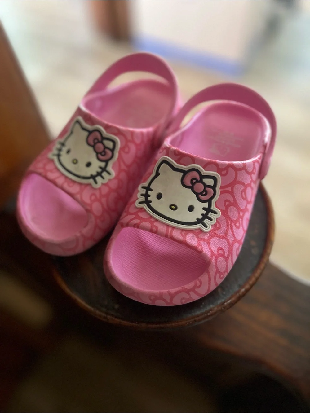 Hello Kitty Pink Girls Slide Sandals with Character Applique
